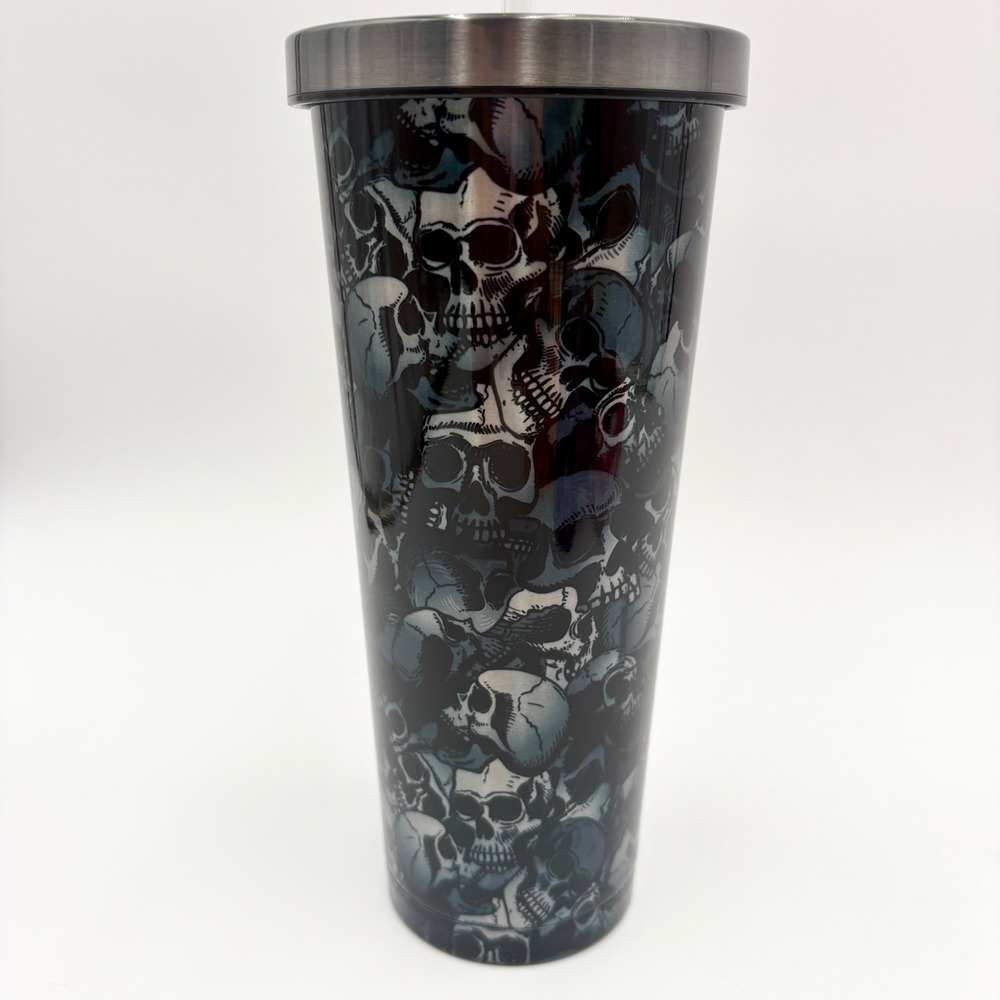 Manna Chill Tumbler 24 oz Stainless Steel Halloween Skull Print Travel Cup